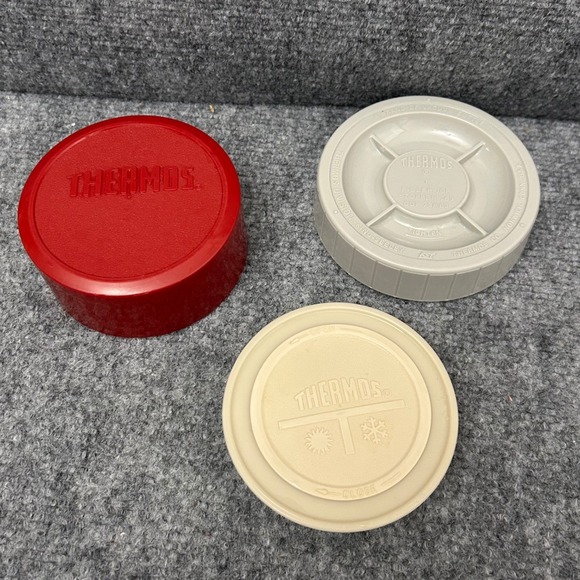 Thermos Other - Vintage Thermos Replacement Parts Lot Red Cup Tan Stopper Gray Lid 763 73A63